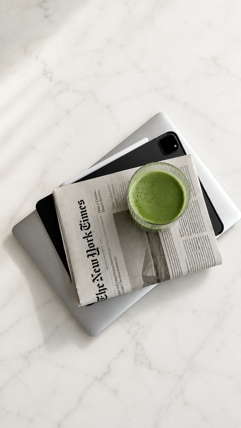 ORTEANA ceremonial matcha prepared as a vivid green drink for a quiet daily ritual.